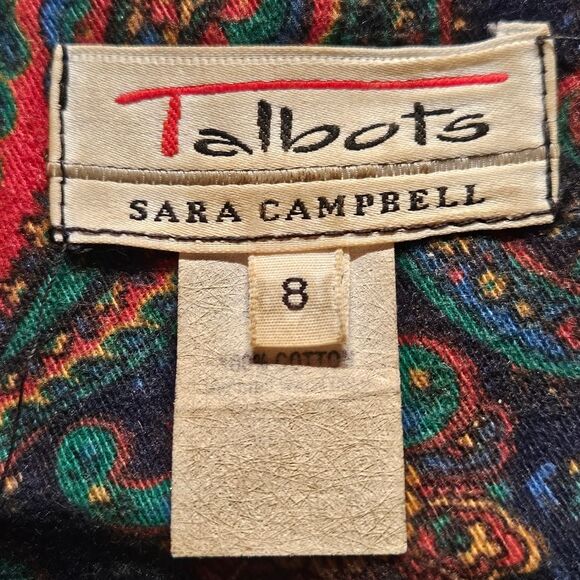 Talbots X Sara Cambell 80s Jeweltone Paisley Button Front Midi Tea Length Dress - Picture 7 of 15